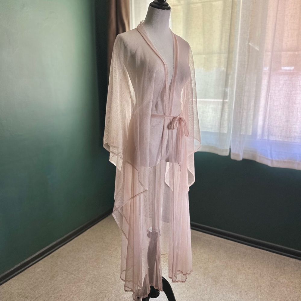 Elegant Sheer Chiffon Blush Robe
